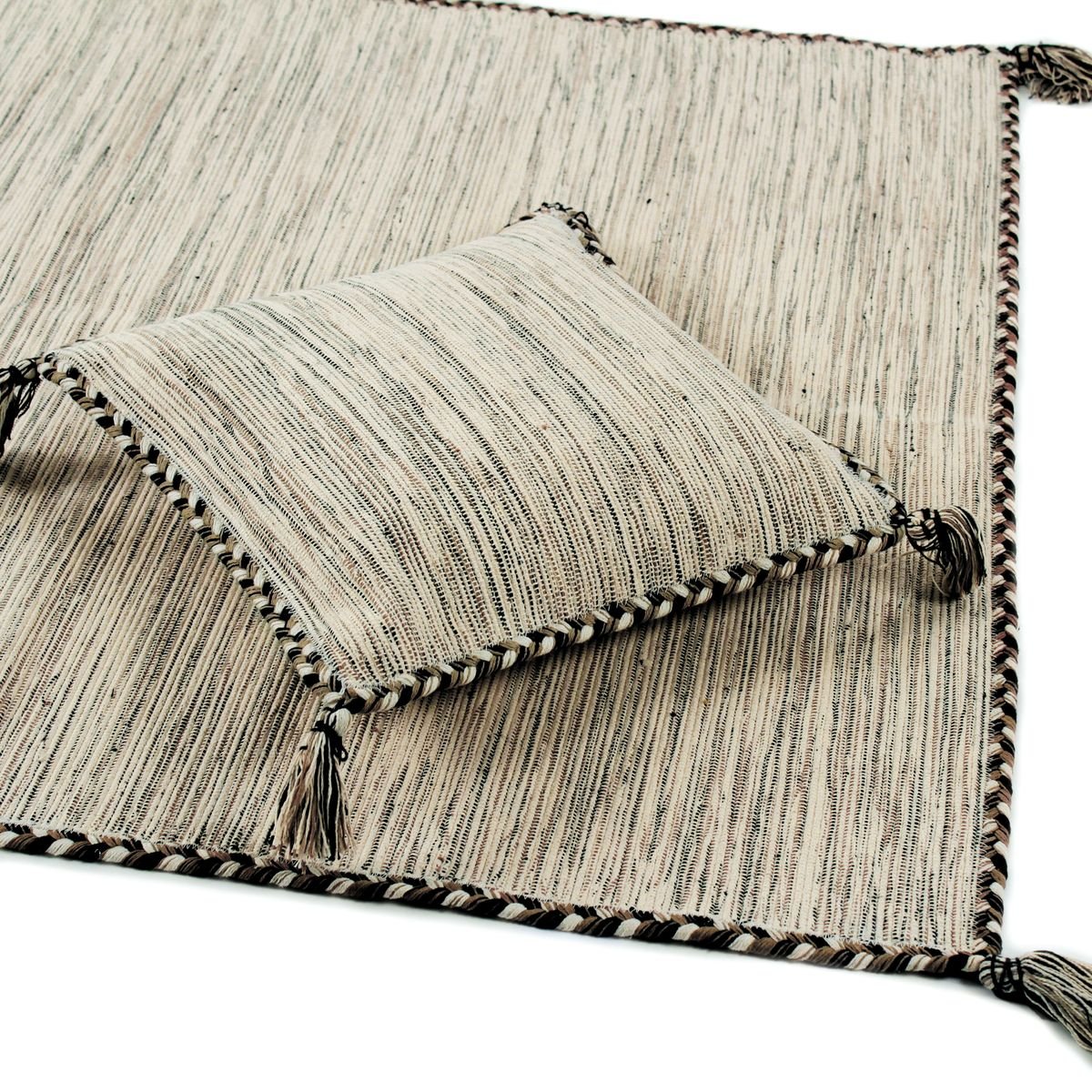 Tapis salon en coton tissé et tressé SAHARA gris, THE DECO FACTORY