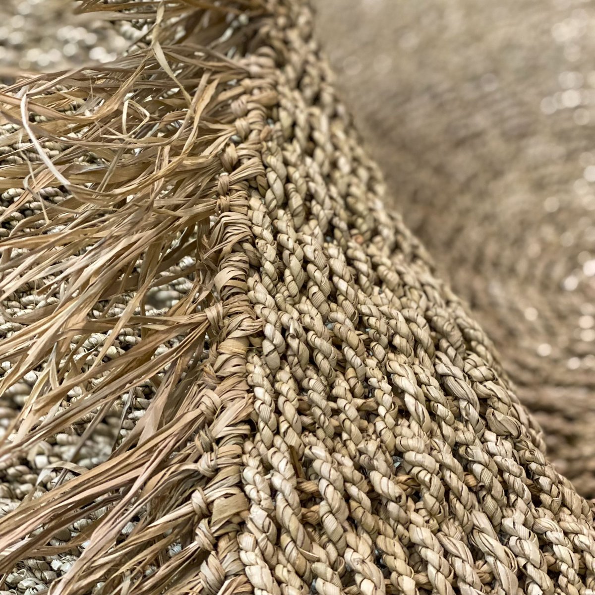 Tapis en fibres de mendong avec franges, SERIFOS naturel, NOW'S HOME