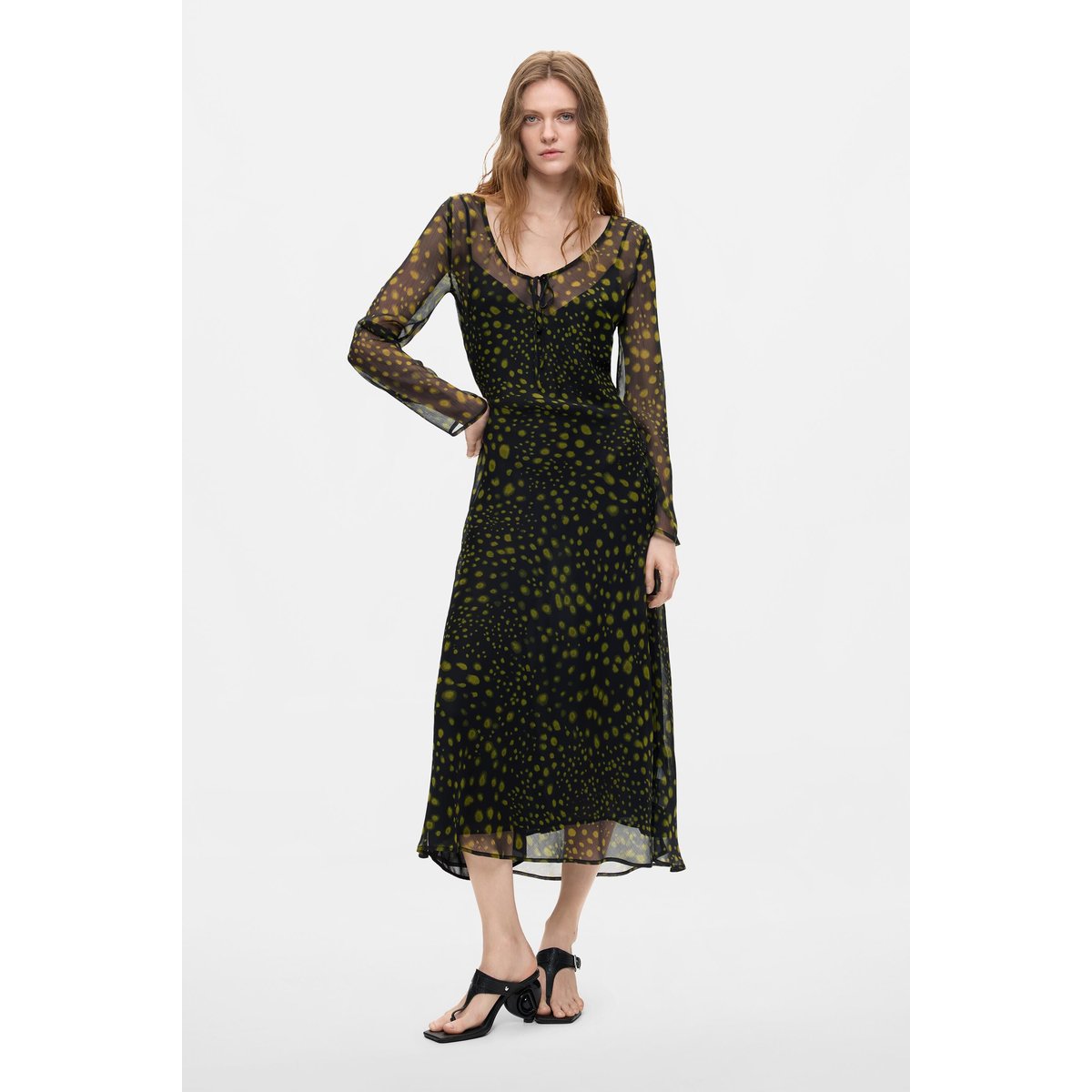 Robe midi à manches longues noir, DESIGUAL