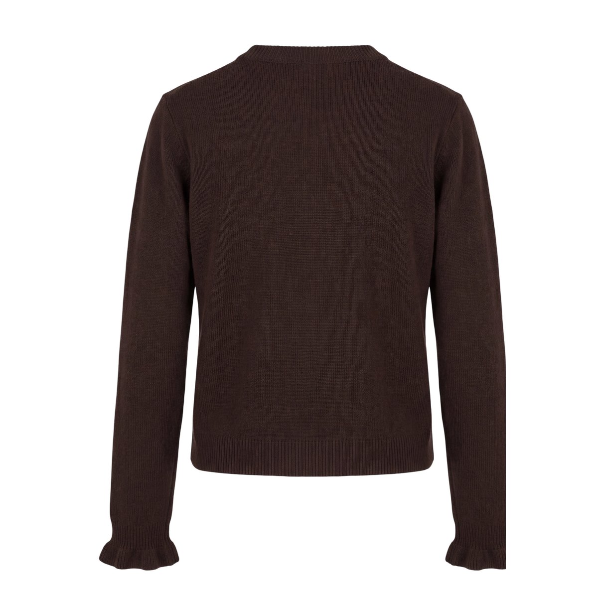 Cardigan en maille à ruches dark brown melange, ZERO
