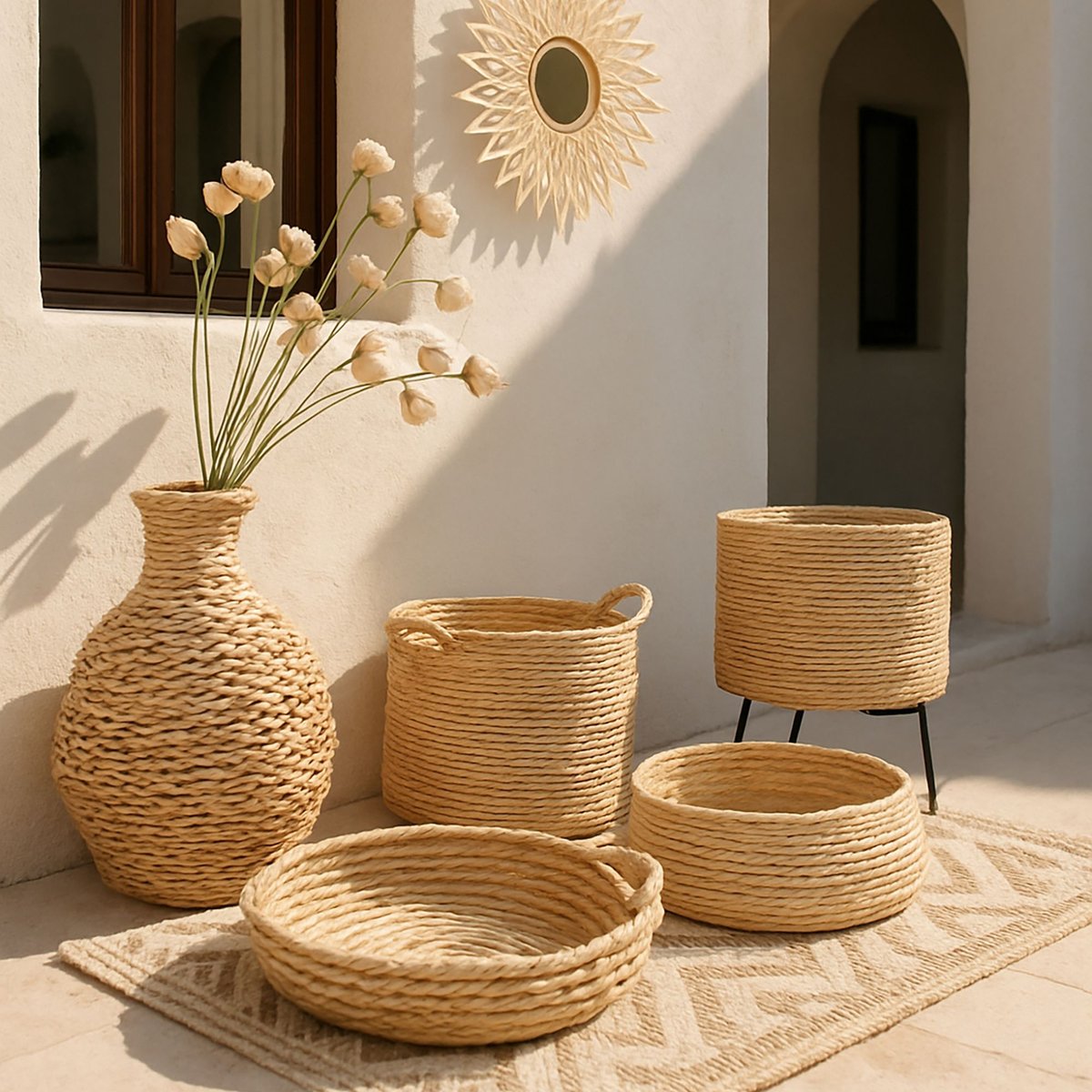 Panier en abaca naturel, NOW'S HOME