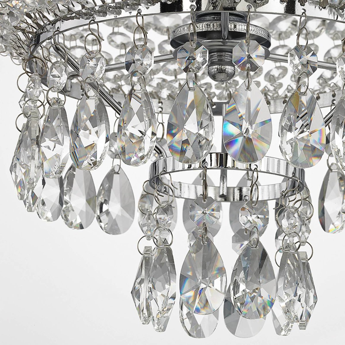 Suspension en cristal antique, Casparia chrome, transparent, LINDBY