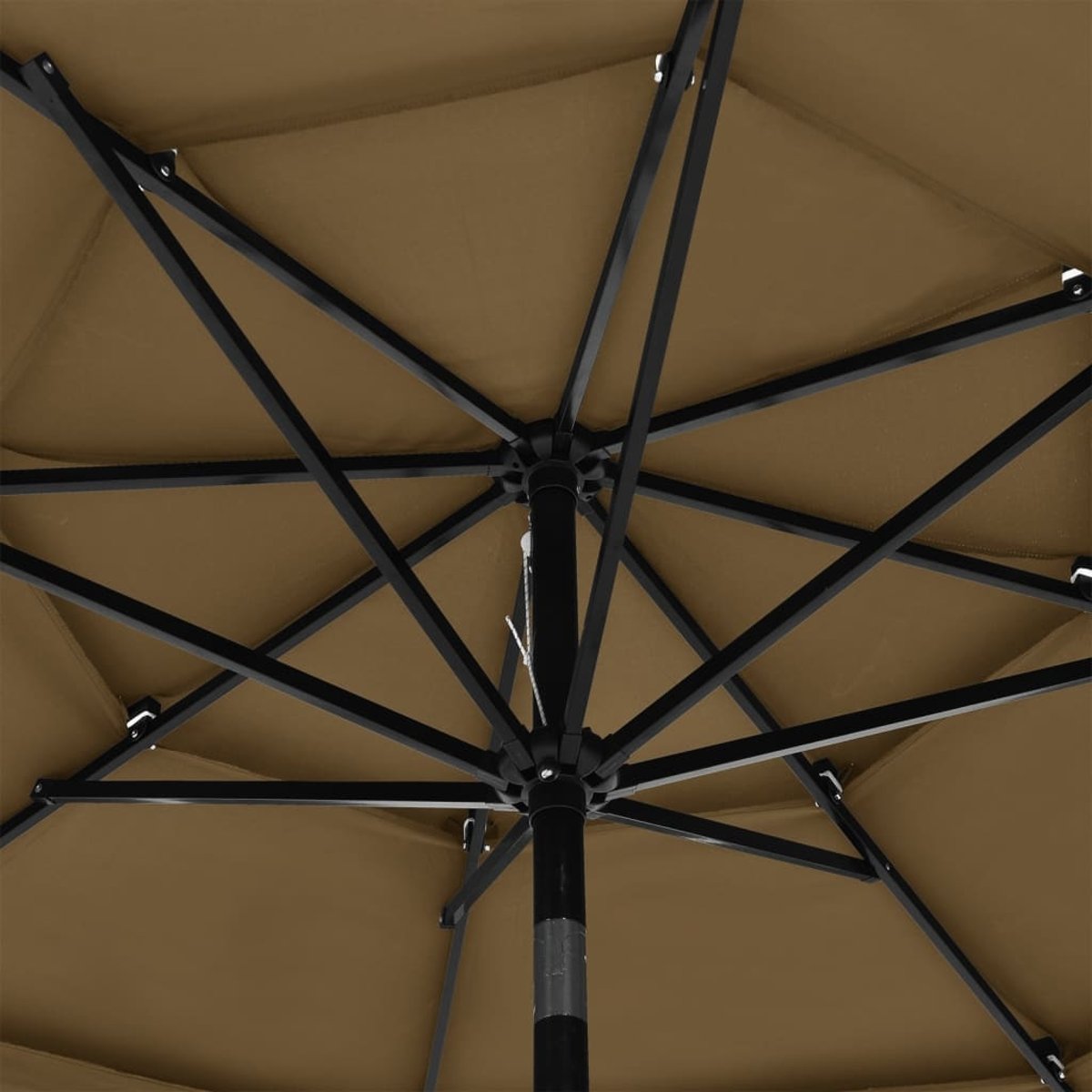 Parasol à 3 niveaux avec mât en aluminium 3 mètres taupe, HOME MAISON