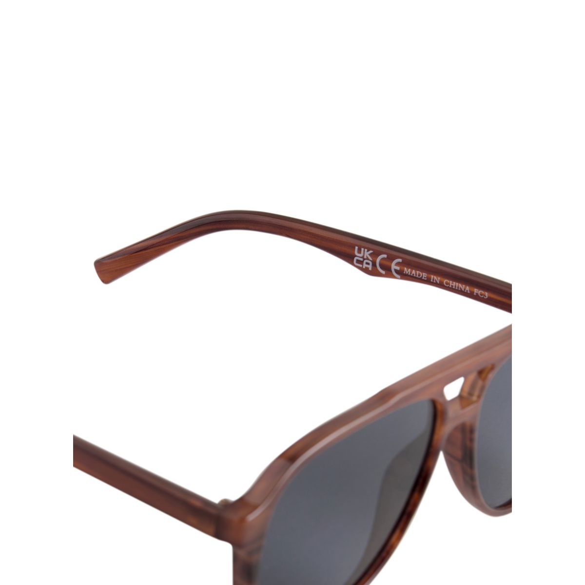Lunettes de soleil épaisses style aviateur corne brun miel, NEXT