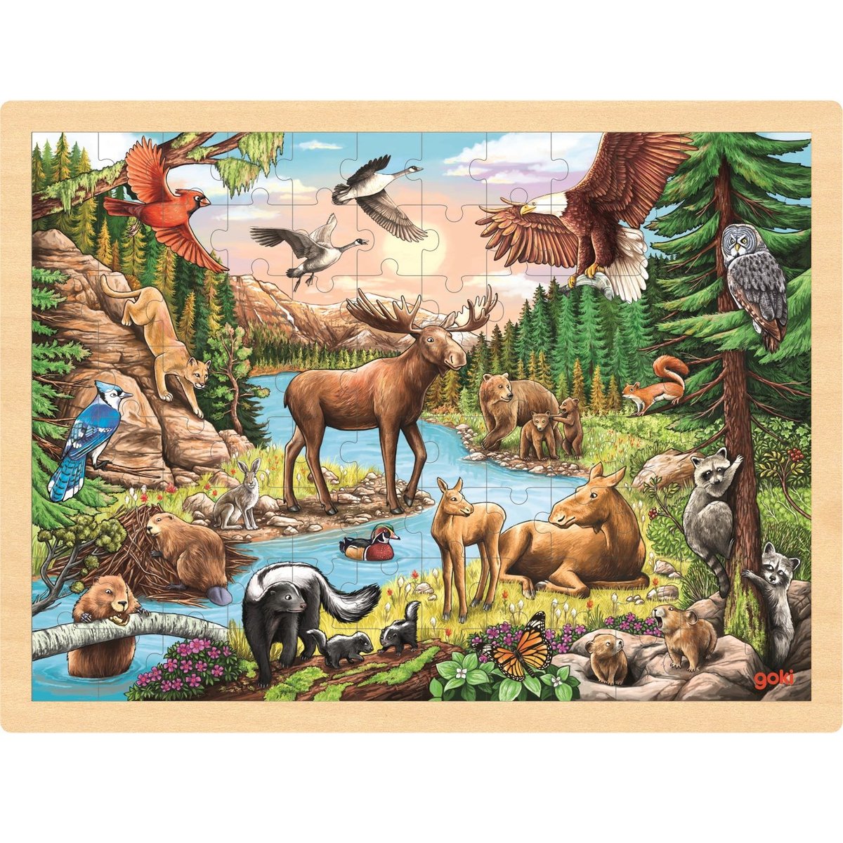 Puzzle Animaux d'Amérique du Nord beige, GOKI