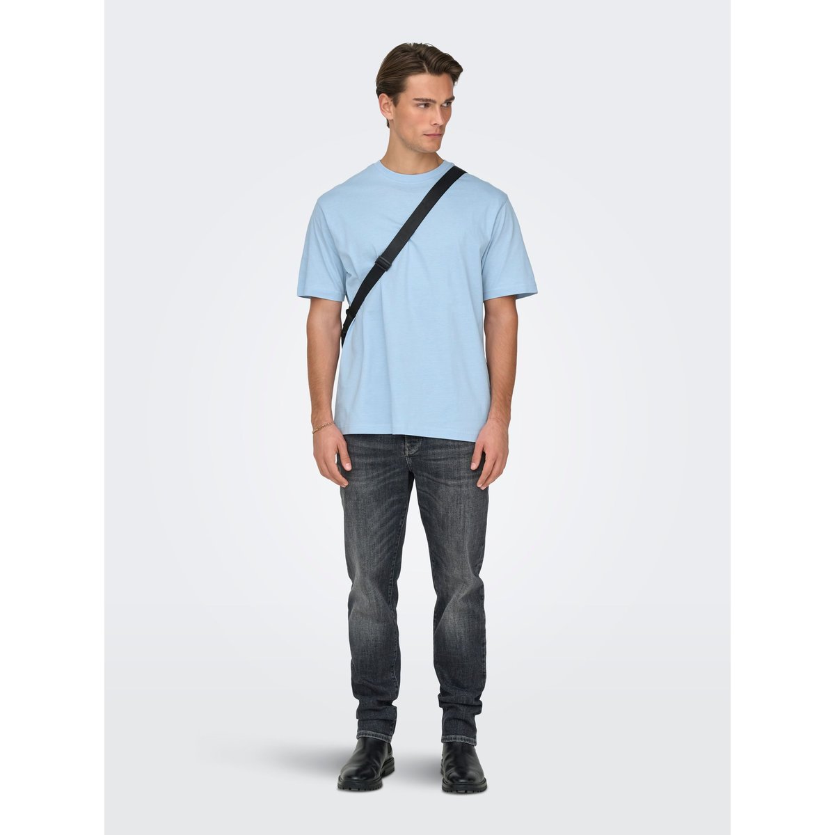 T-shirt col rond ample bleu clair, ONLY & SONS