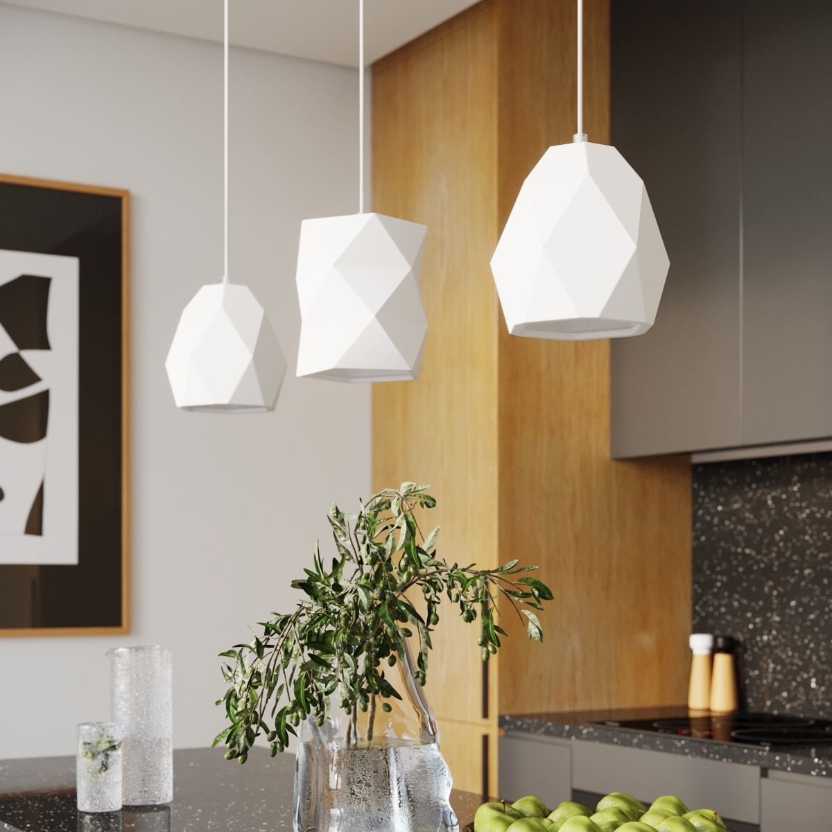 Suspension Céramique Blanc E27 1 Mint blanc, EDEN