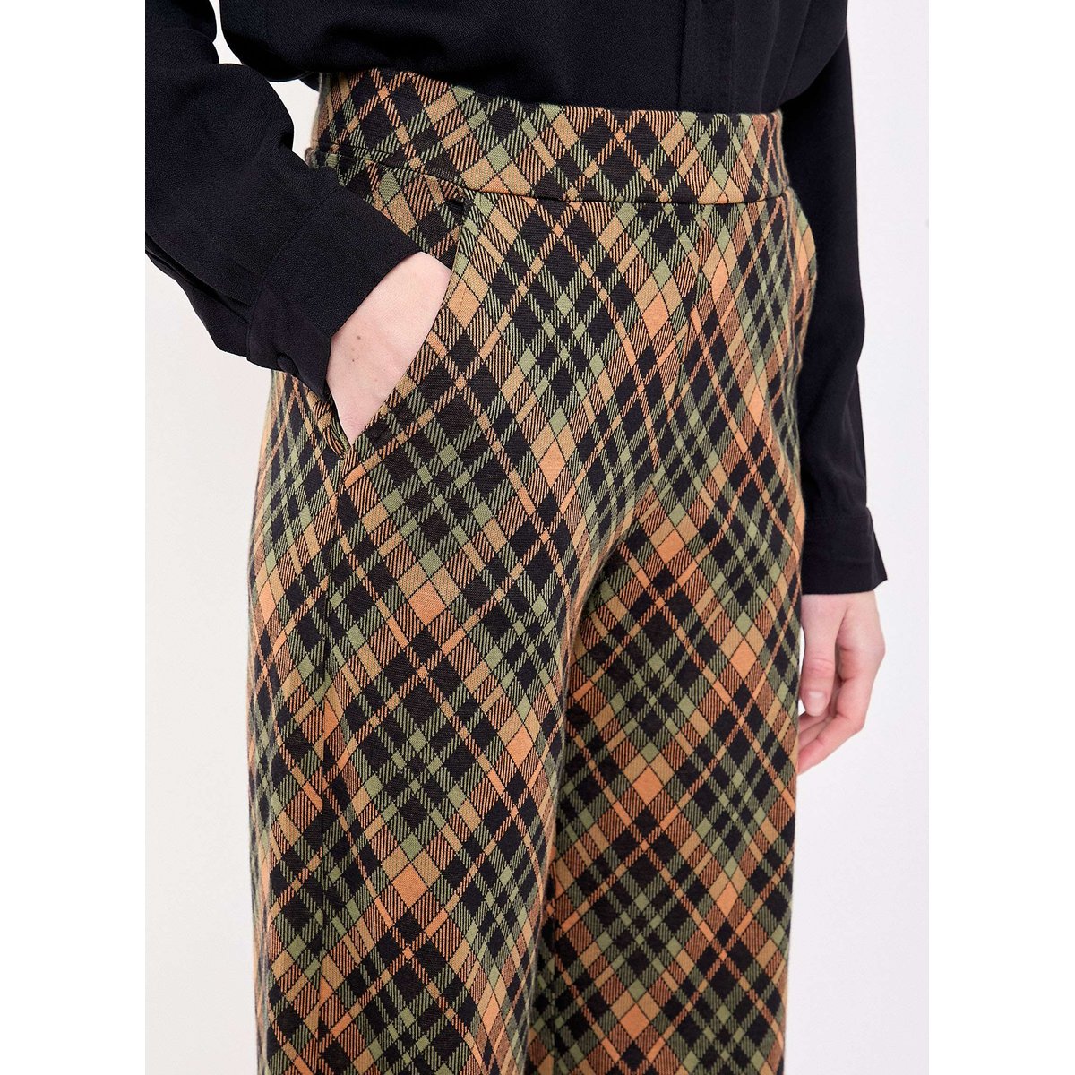 Pantalon ample maille jacquard bio PALMERO marron, PRINCESSE NOMADE