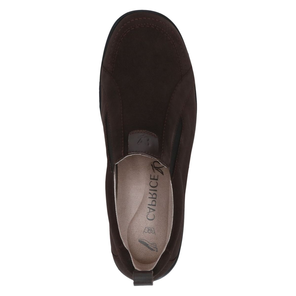 Slipper en cuir marron foncé combiné, CAPRICE