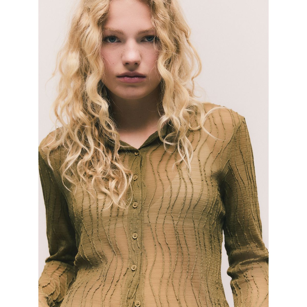 Cardigan manches longues en mesh texturé vert olive, NEXT