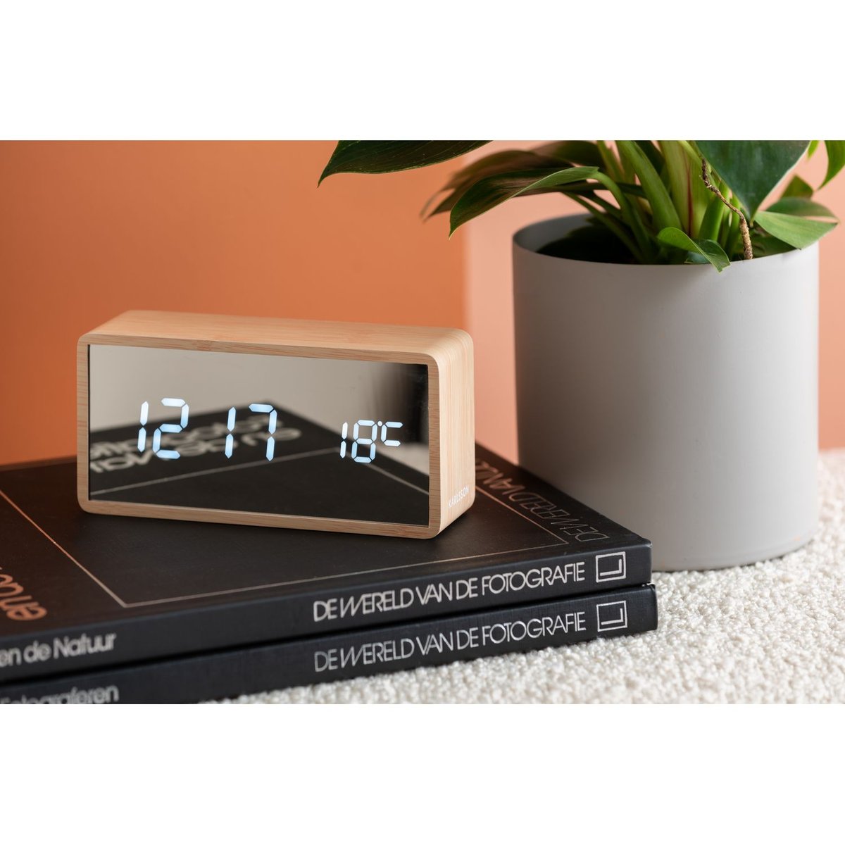 Réveil LED effet miroir design moderne COPPER MIRROR beige, PRESENT TIME