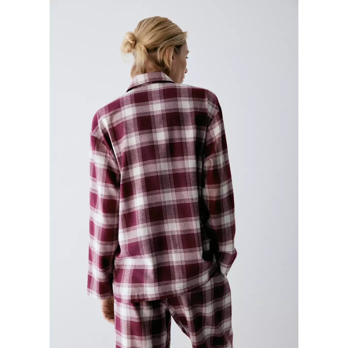 Chemise pyjama flanelle carreaux bordeaux, MANGO
