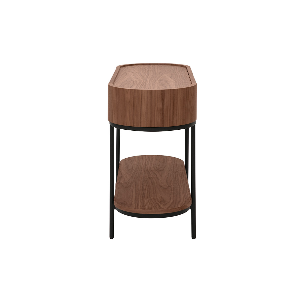 Console design avec tiroirs en bois foncé noyer et métal noir L110 cm SKYE noyer, MILIBOO