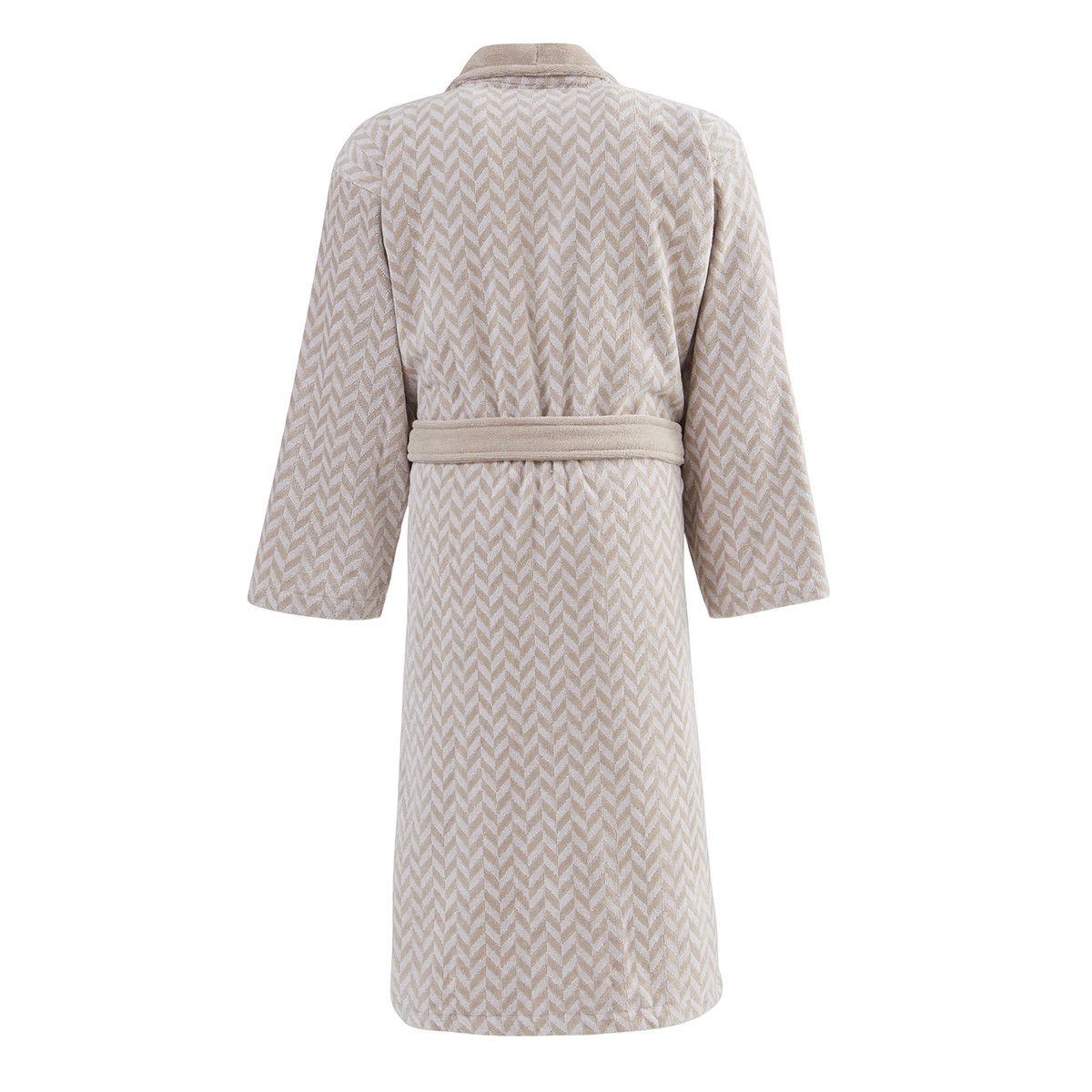 Peignoir col châle velours CHEVRON sable, SENSEI MAISON