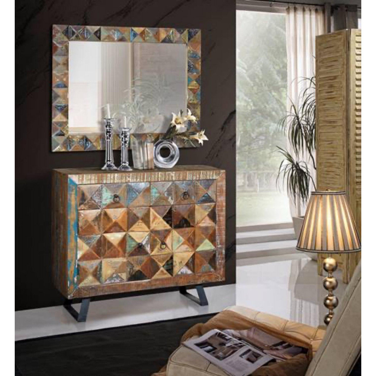 Buffet 2 tiroirs - DRISELLA marron, DECORATION D’AUTREFOIS