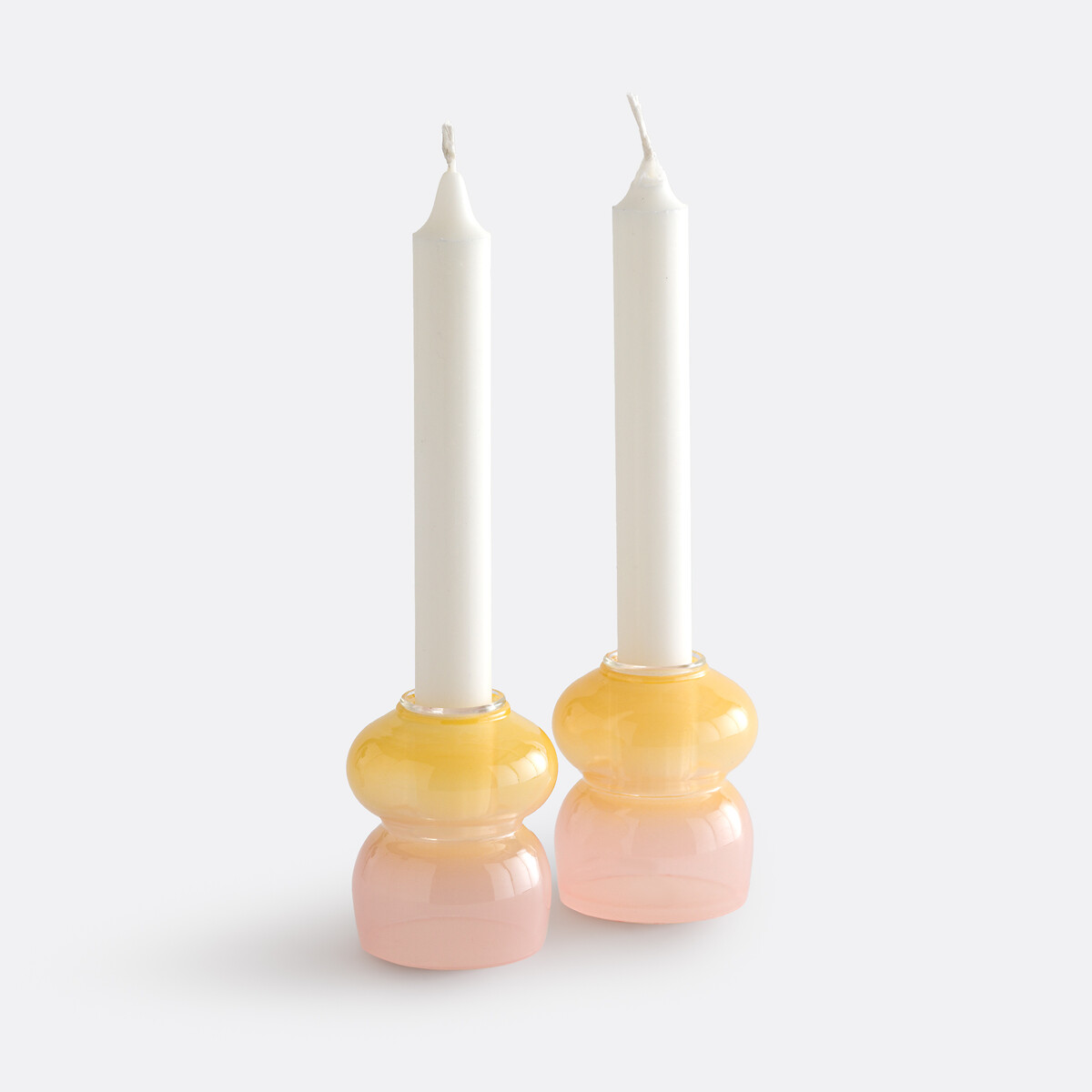 Set of 2 Solya Two-Tone Glass Candleholders Height 8cm multi-coloured, LA REDOUTE INTERIEURS