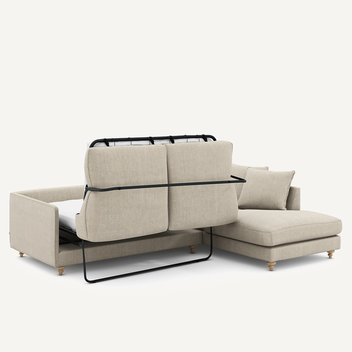 Canapé d'angle convertible coton et lin, Lazare beige, AM.PM