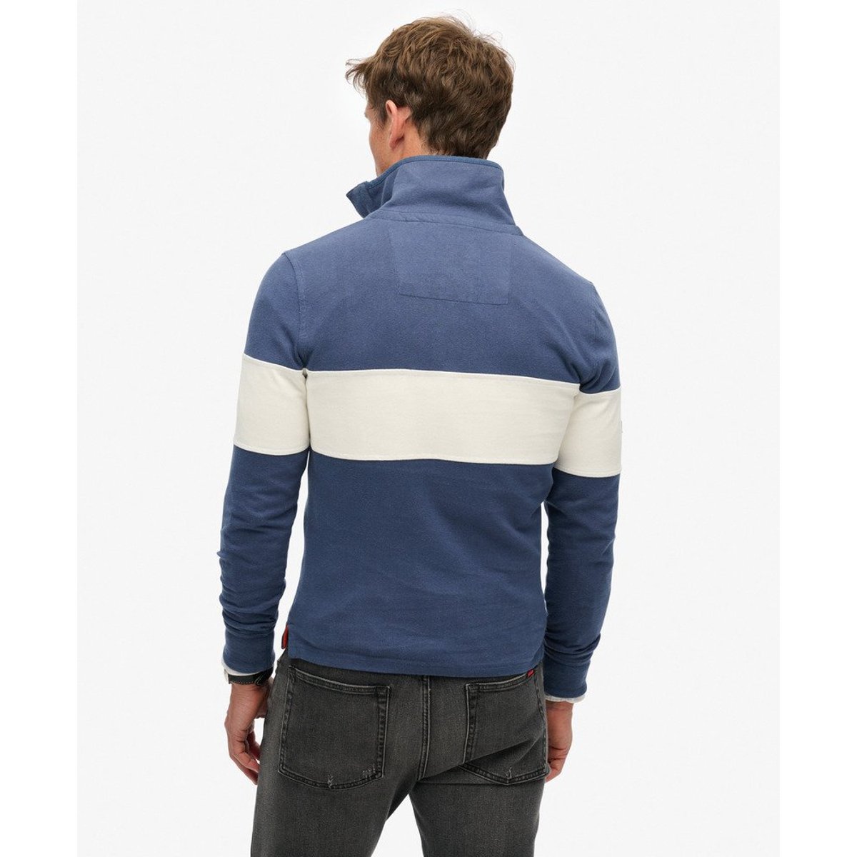 Polo Rugby Classique Demi-Zip bleu marine lauren/blanc, SUPERDRY