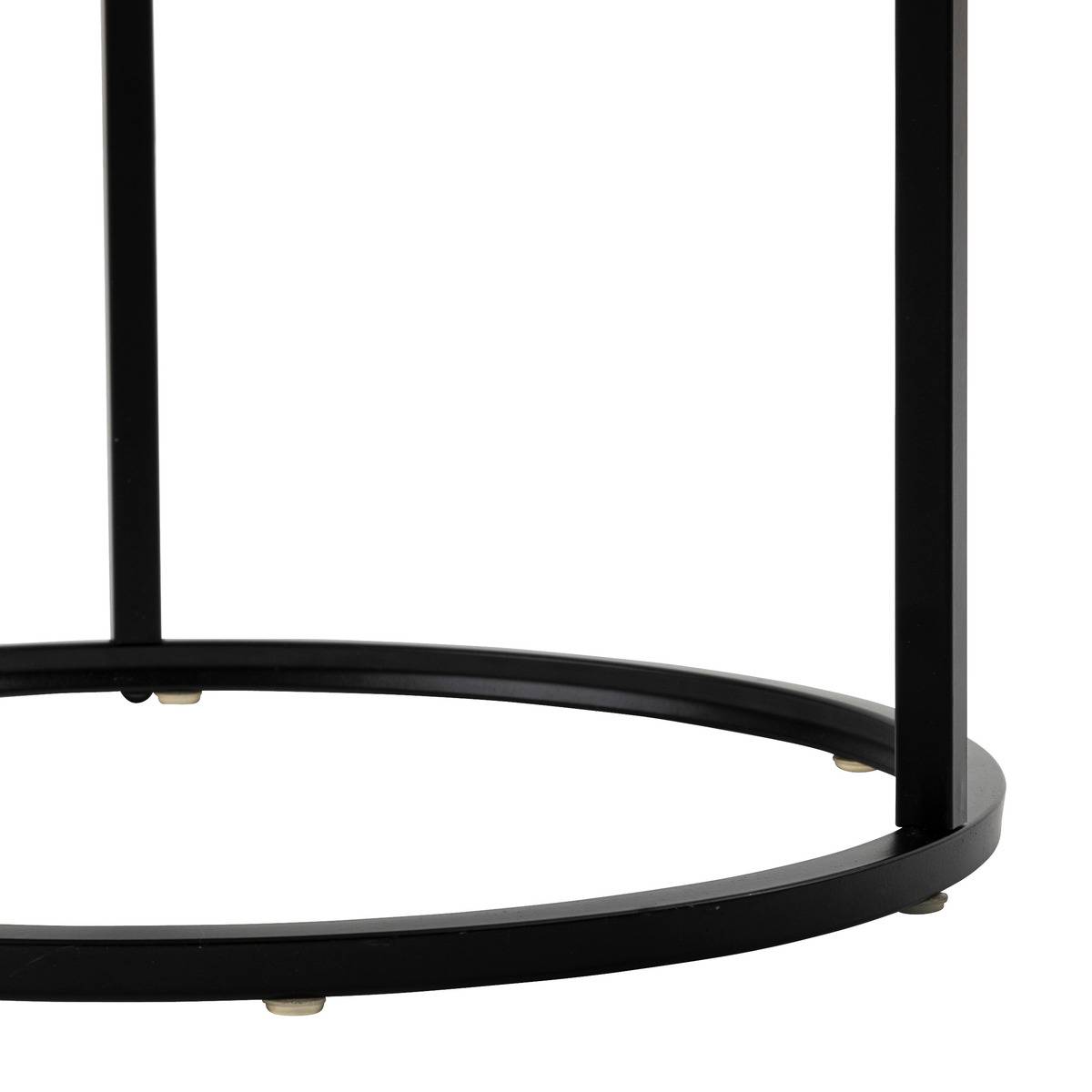 Lot de 3 tables gigognes en métal plateau effet bois NOAN noir, ATMOSPHERA