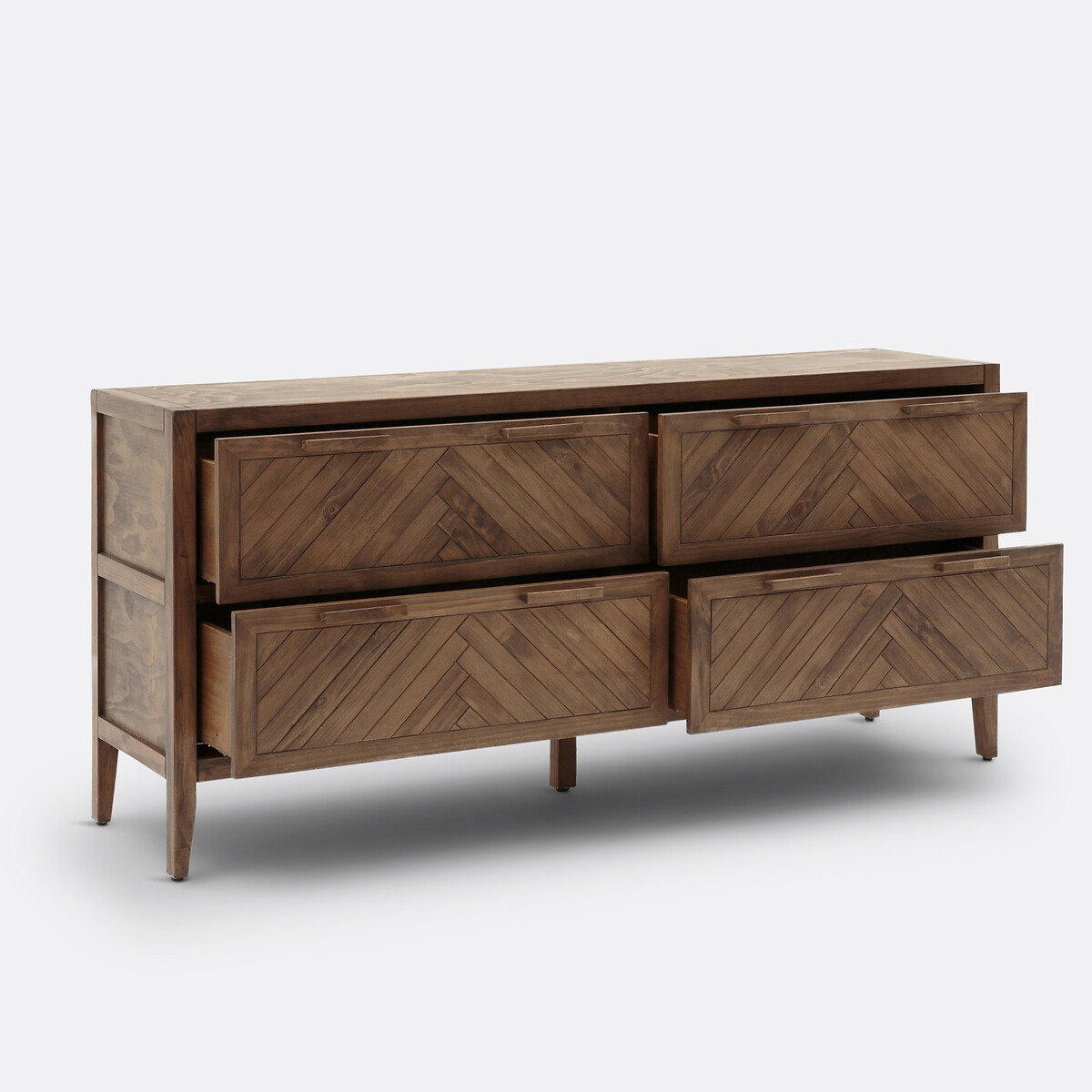 Ladekast met 4 lades in massief dennenhout NOTTINGHAM donker hout, LA REDOUTE INTERIEURS