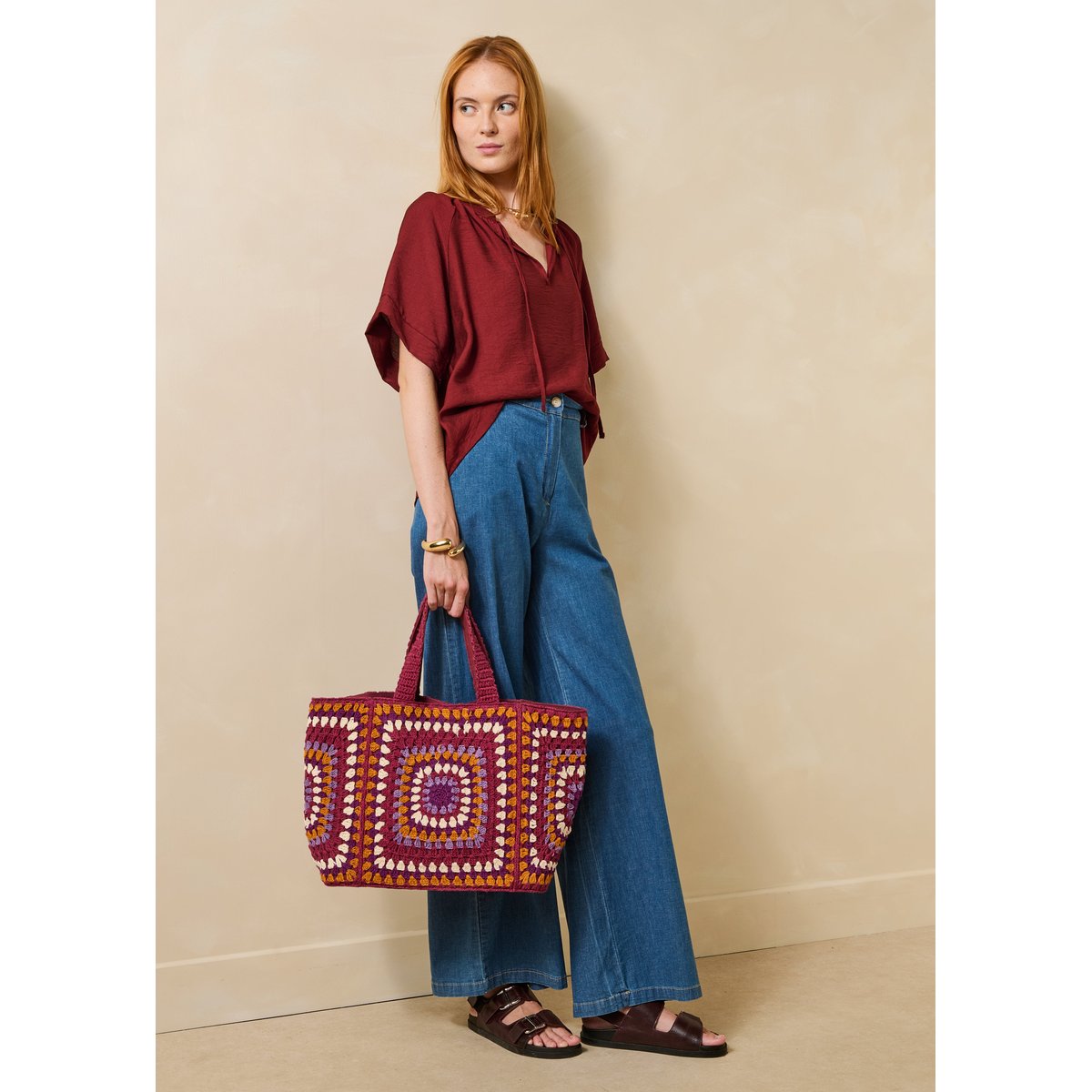 Top ample manches courtes mahogany, LA FEE MARABOUTEE