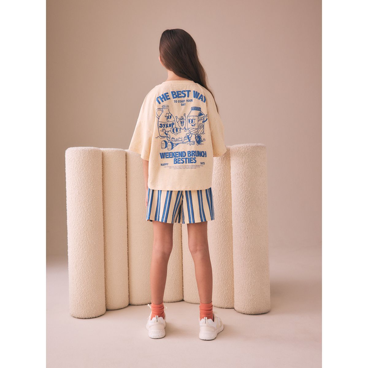 Ensemble t-shirt et short texturé club de petit-déjeuner jaune/bleu, NEXT