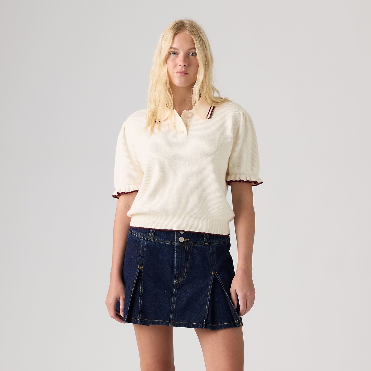 Pull manches courtes col polo ecru, LEVI'S