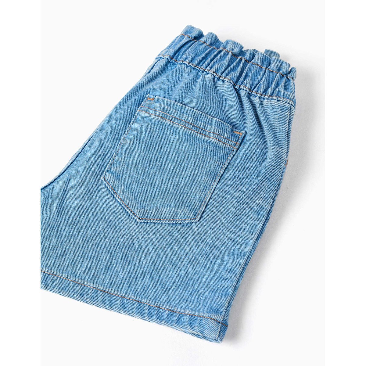 Short en jean avec taille paperbag bleu clair, ZIPPY