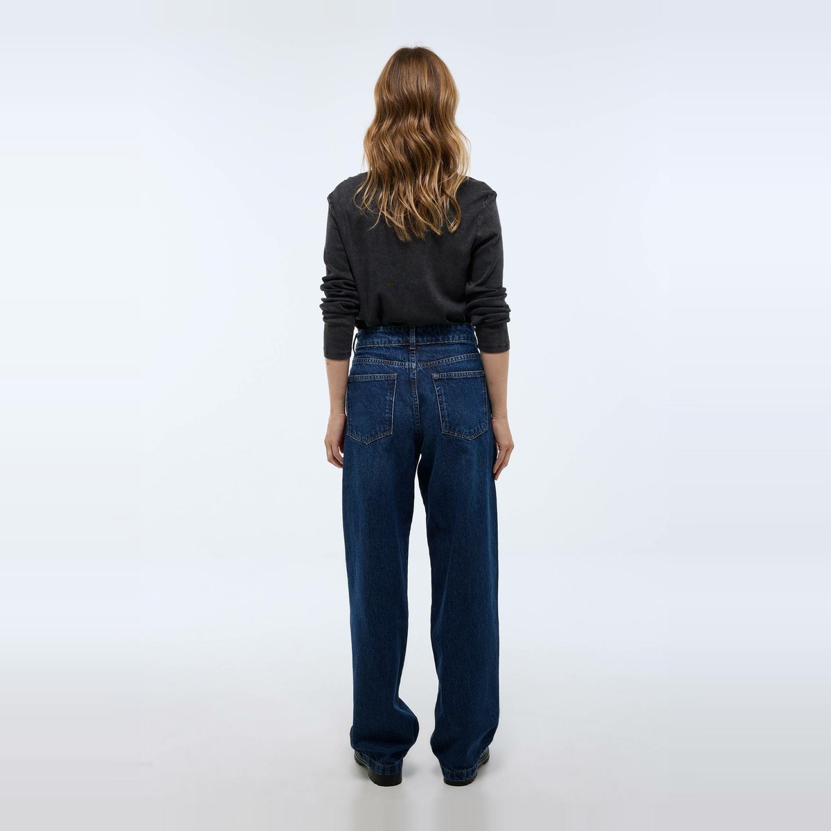 Jean large à pince en denim stone denim, MONOPRIX