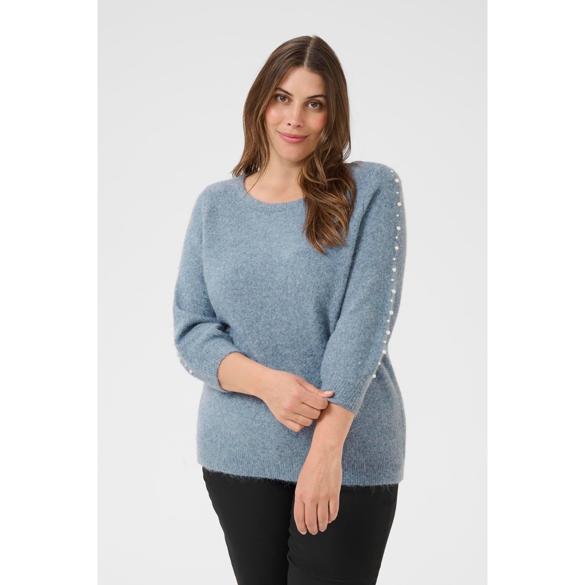 Pullover tricoté bleu windward blue melange, KAFFE CURVE