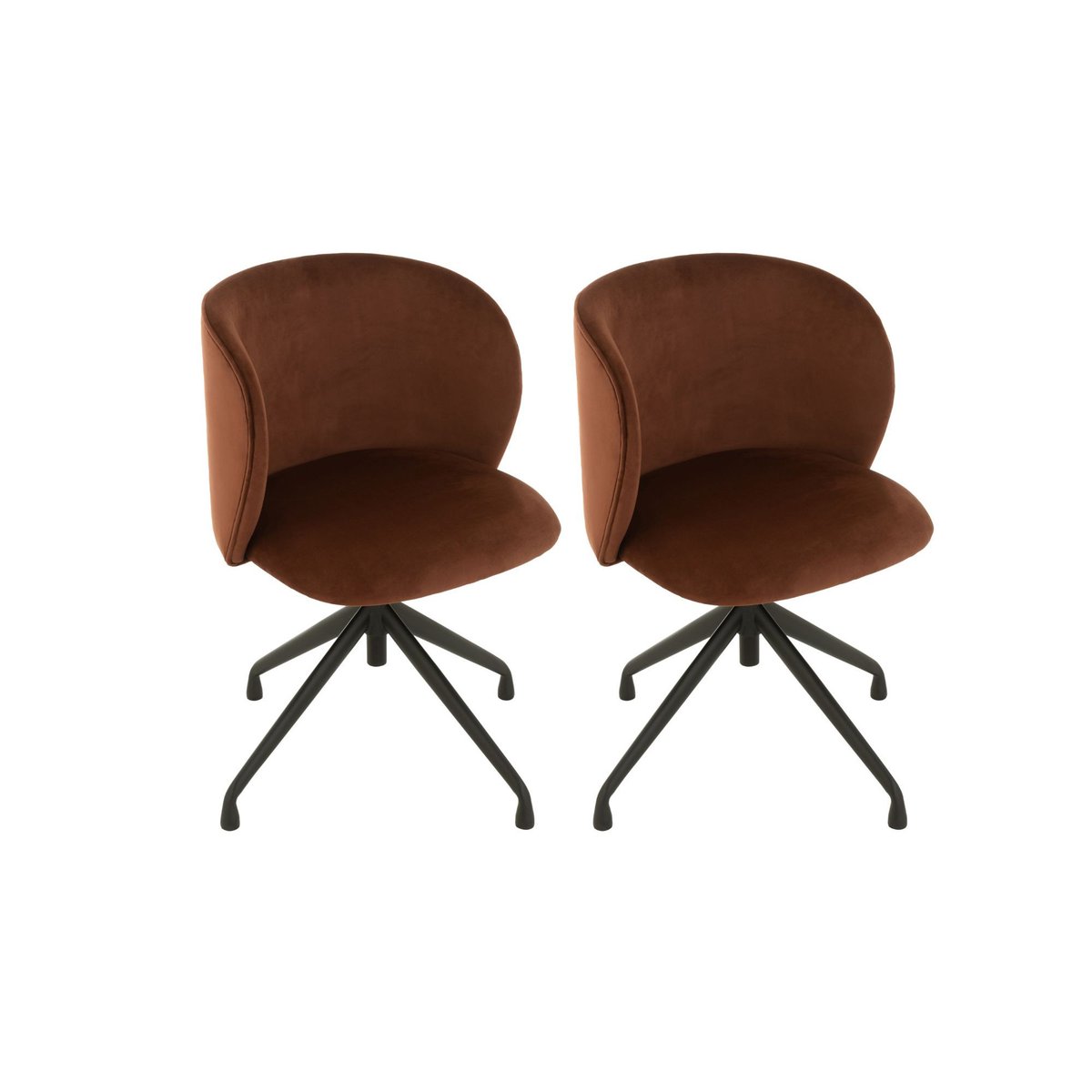 Chaises pivotantes réglables en hauteur velours (lot de 2) - MIA marron, HELLIN, DEPUIS 1862