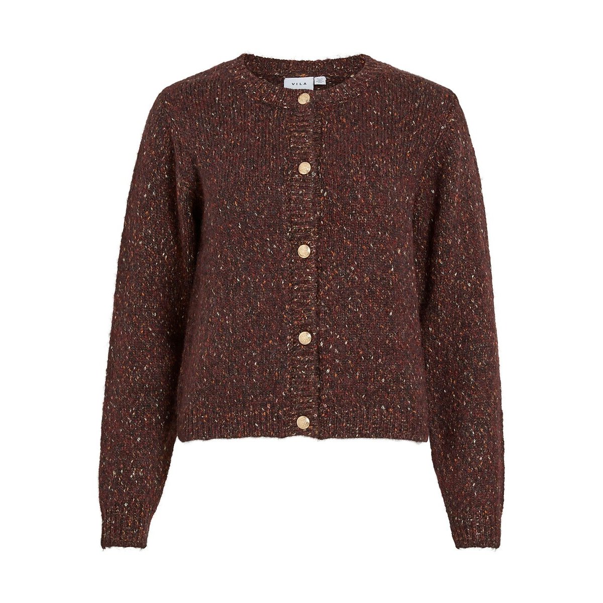 Gilet manches longues col rond marron, VILA