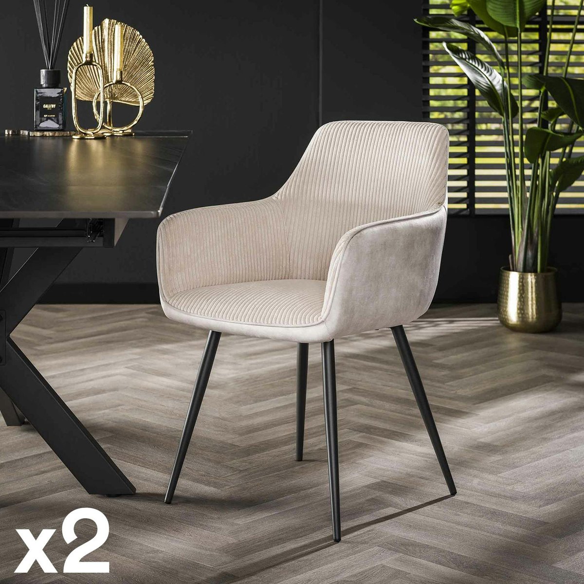 Fauteuil de table blanc gris bi-matière (lot de 2) GALWAY ecru, PIER IMPORT