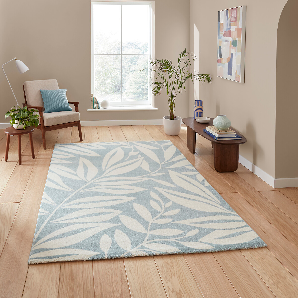 Catherine Lansfield Sorral Leaves Botanical Rug light blue, CATHERINE LANSFIELD