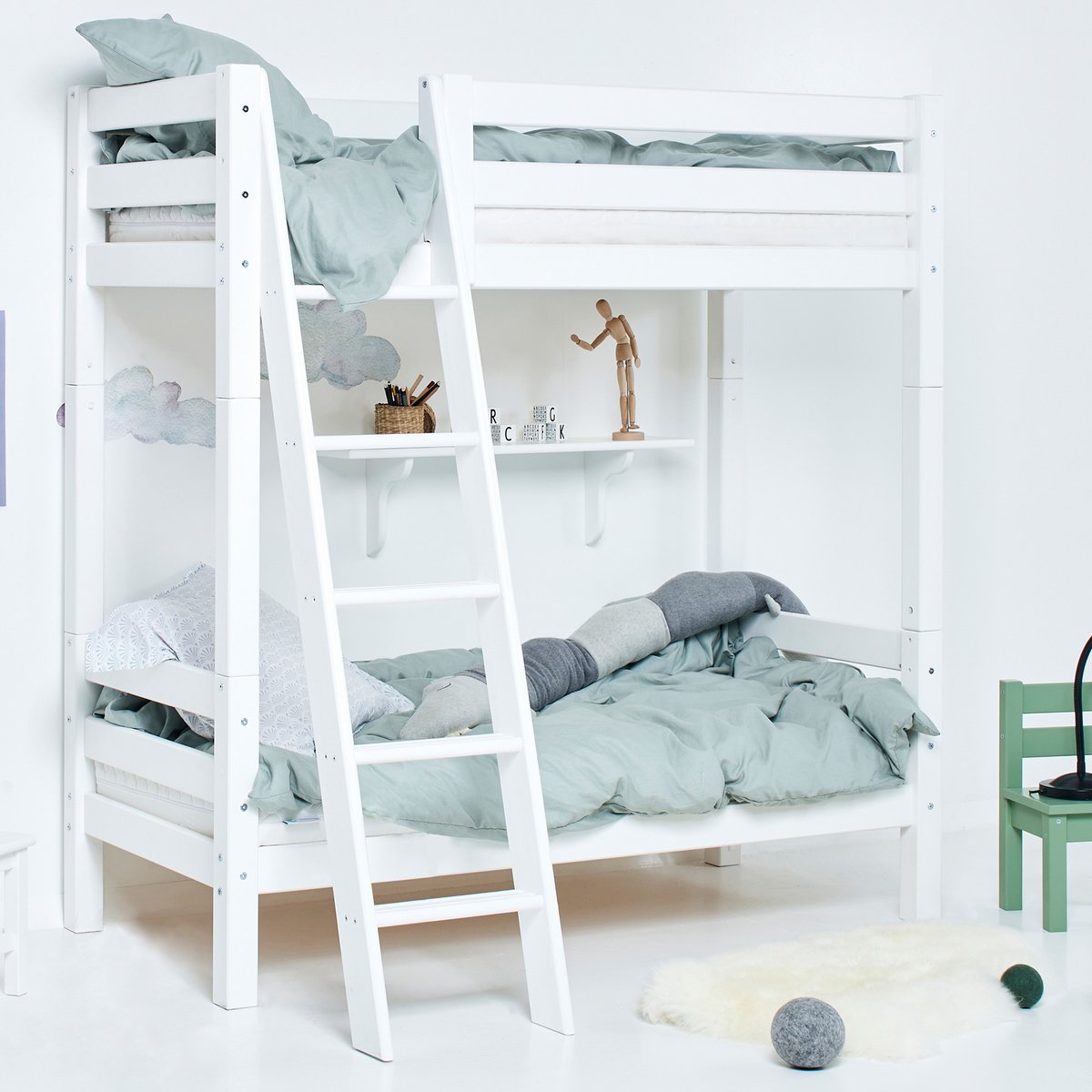 Lit Superposé pin massif ECO LUXURY blanc, HOPPEKIDS