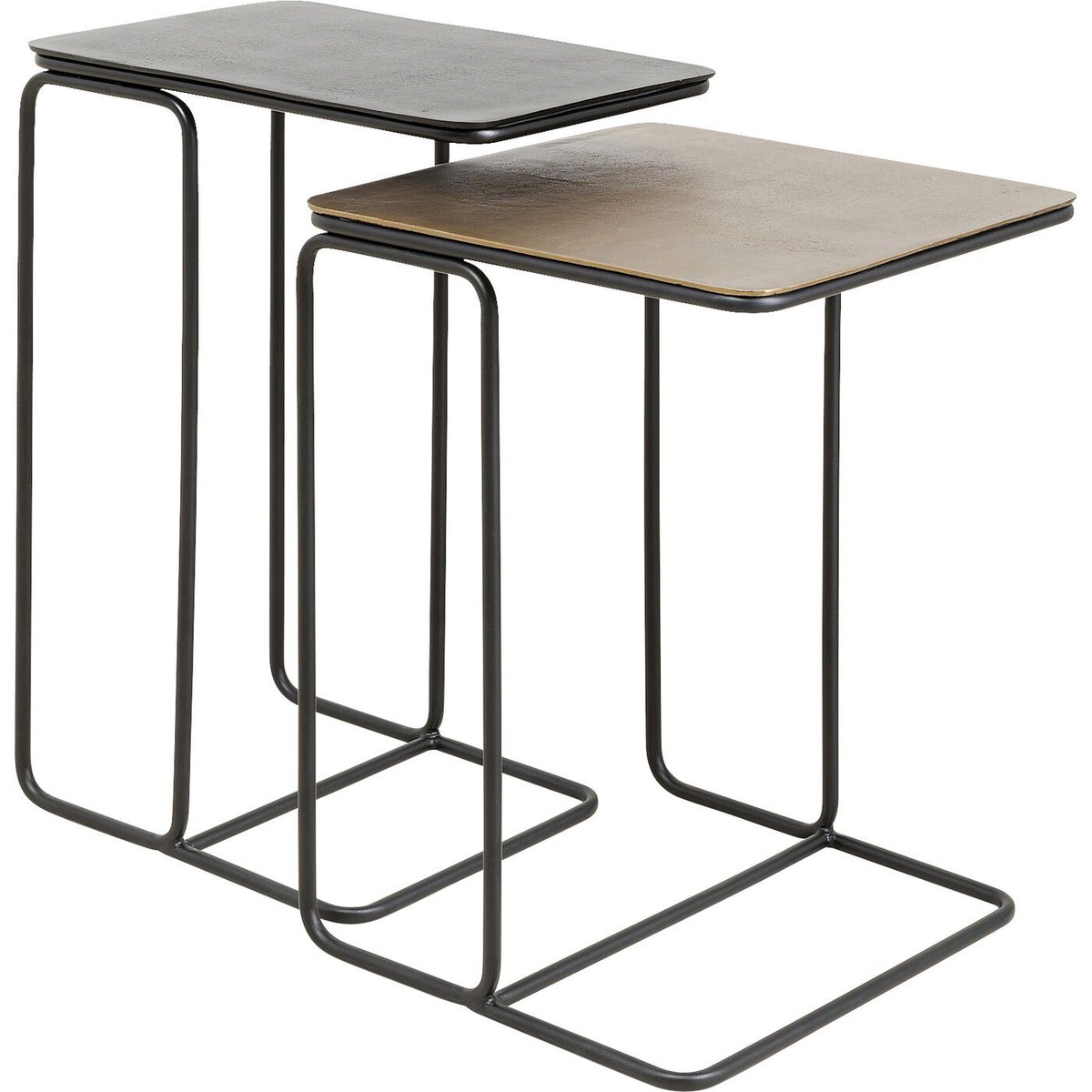 Lot de 2 tables d'appoint en acier et aluminium, DIEGO noir, KARE DESIGN