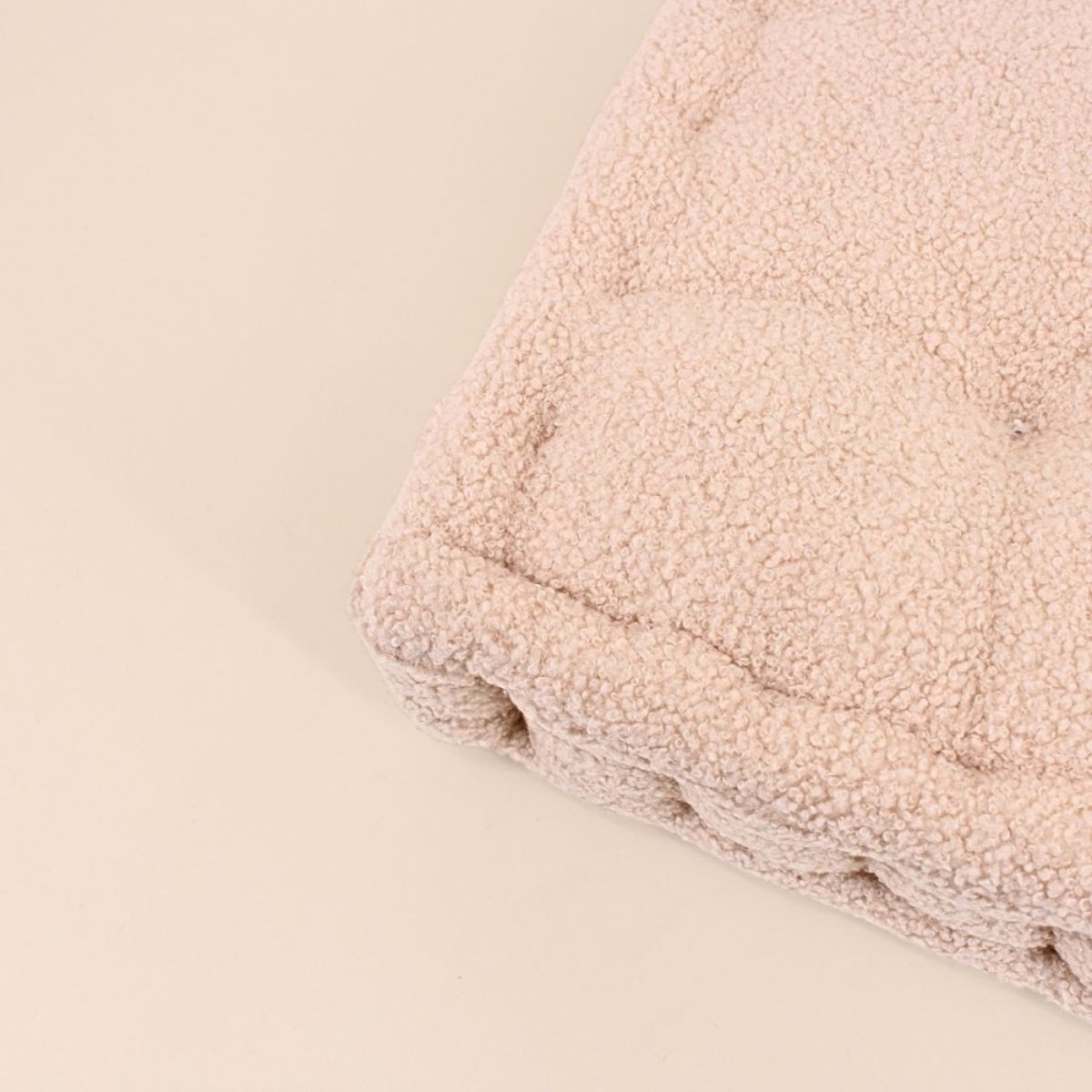 Coussin de sol tissu bouclette 40x40cm beige, ORNAMI