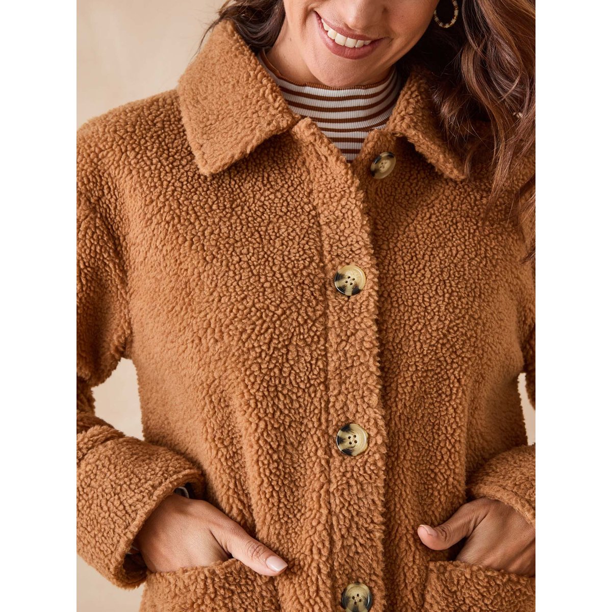 Veste en maille moutonnée camel, DAXON
