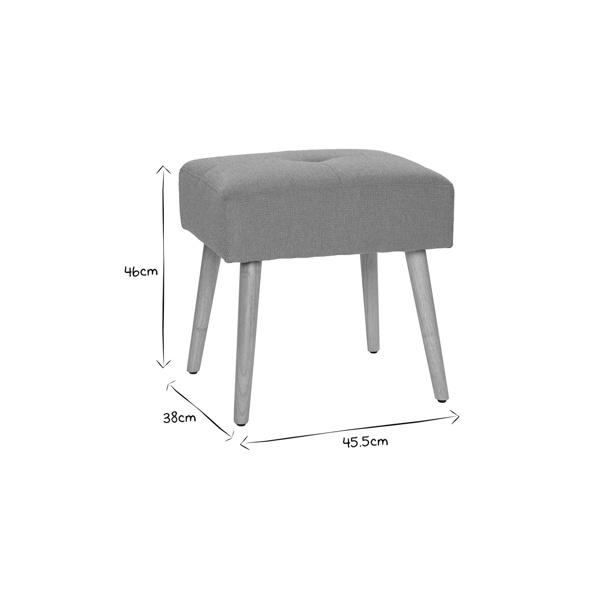 Tabouret bas en tissu effet velours texturé terre brûlée et bois clair massif H46 cm GUESTA vert lagon, MILIBOO
