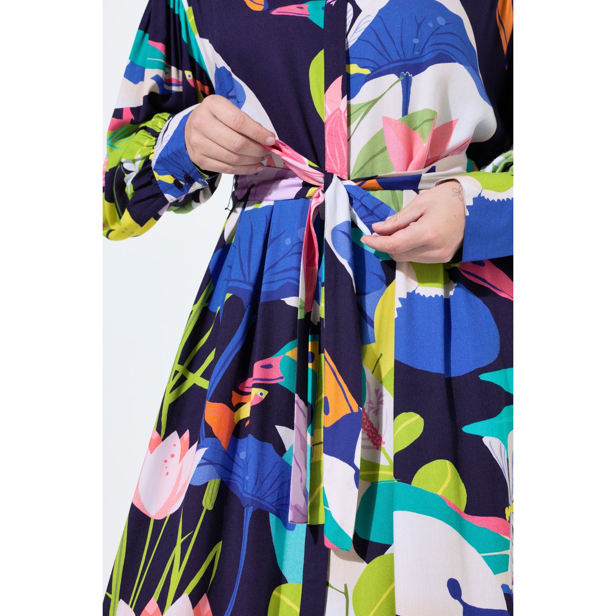 Robe maxi imprimé champêtre marine, ULLA POPKEN