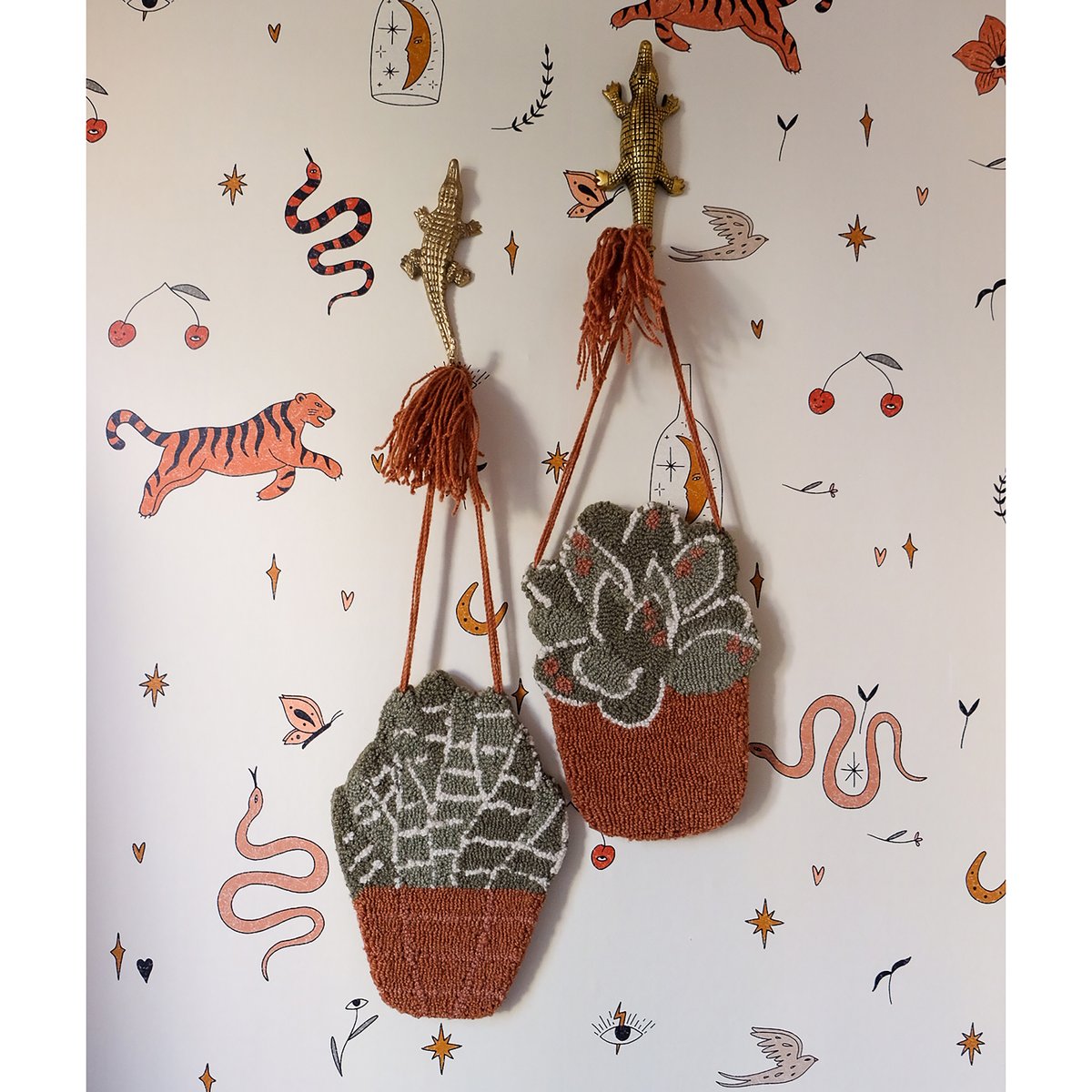 Décoration murale enfant laine LITTLE ALOE marron & vert, NATTIOT