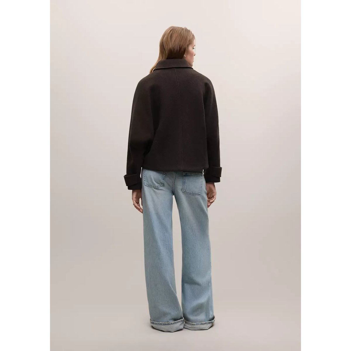 Manteau croisé laine chocolat, MANGO TEEN