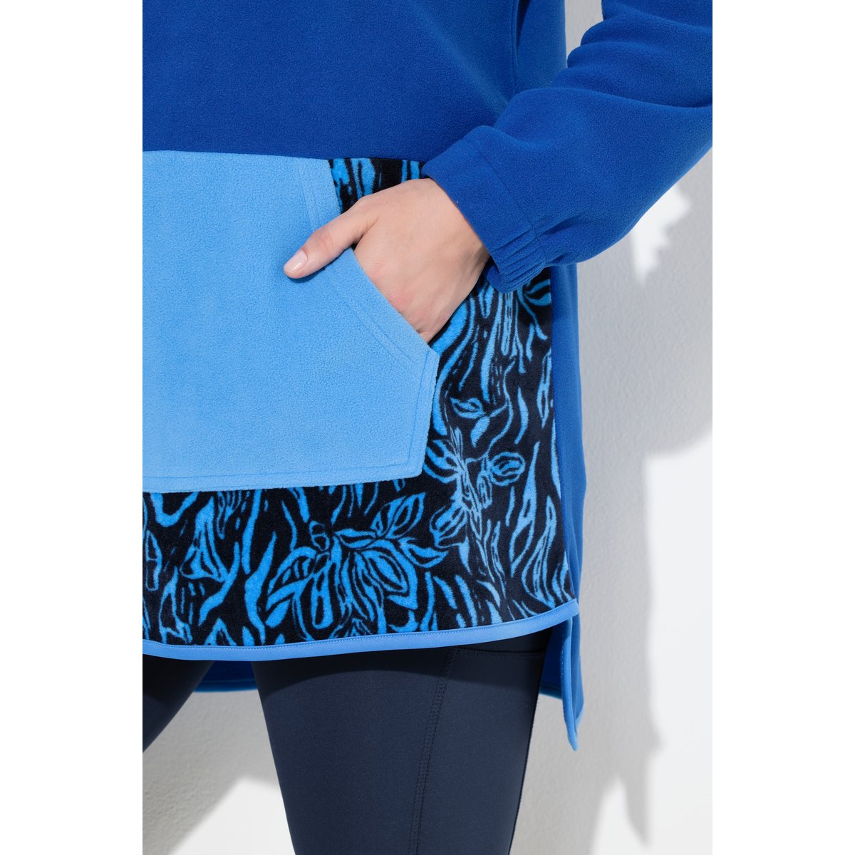 Sweat à capuche en polaire jeans bleu, ULLA POPKEN