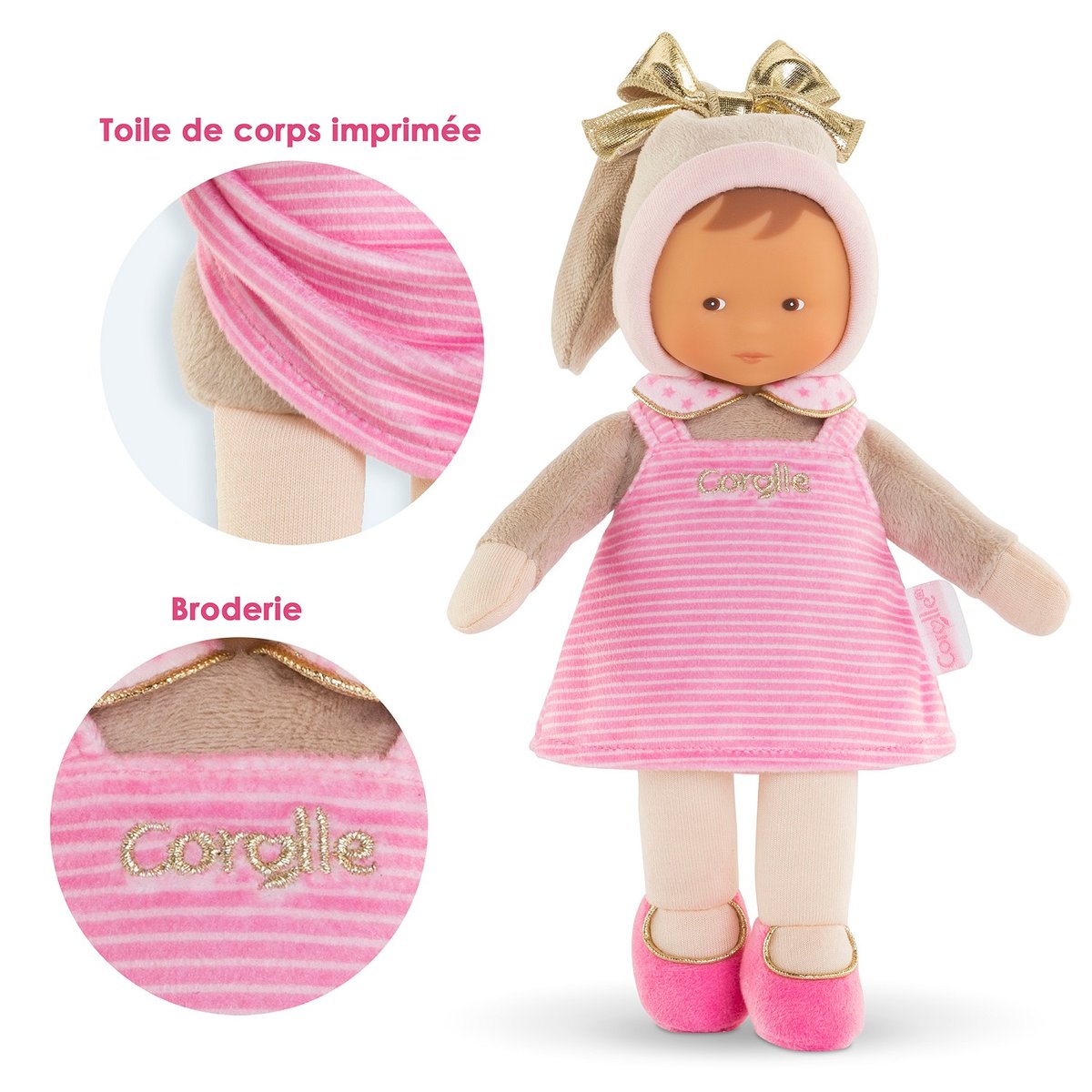 Doudou Miss Rayée Rêves d'Étoiles rose, COROLLE