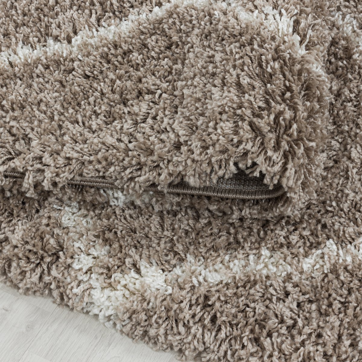 Tapis rond shaggy à losange ALVOR beige, NAZAR RUGS