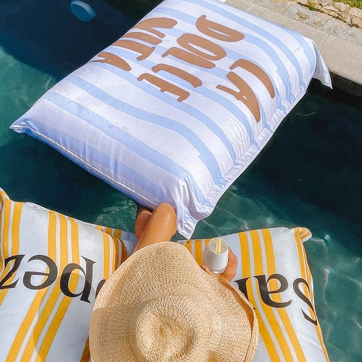 Pouf XL extérieur imperméable La Dolce Vita bleu, MX HOME