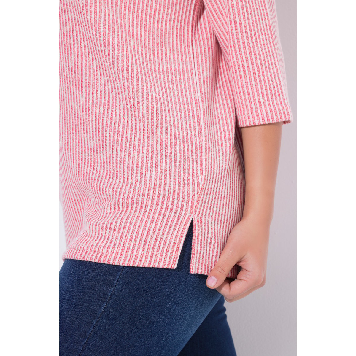 Pull col rond et manches 3/4 corail, ULLA POPKEN