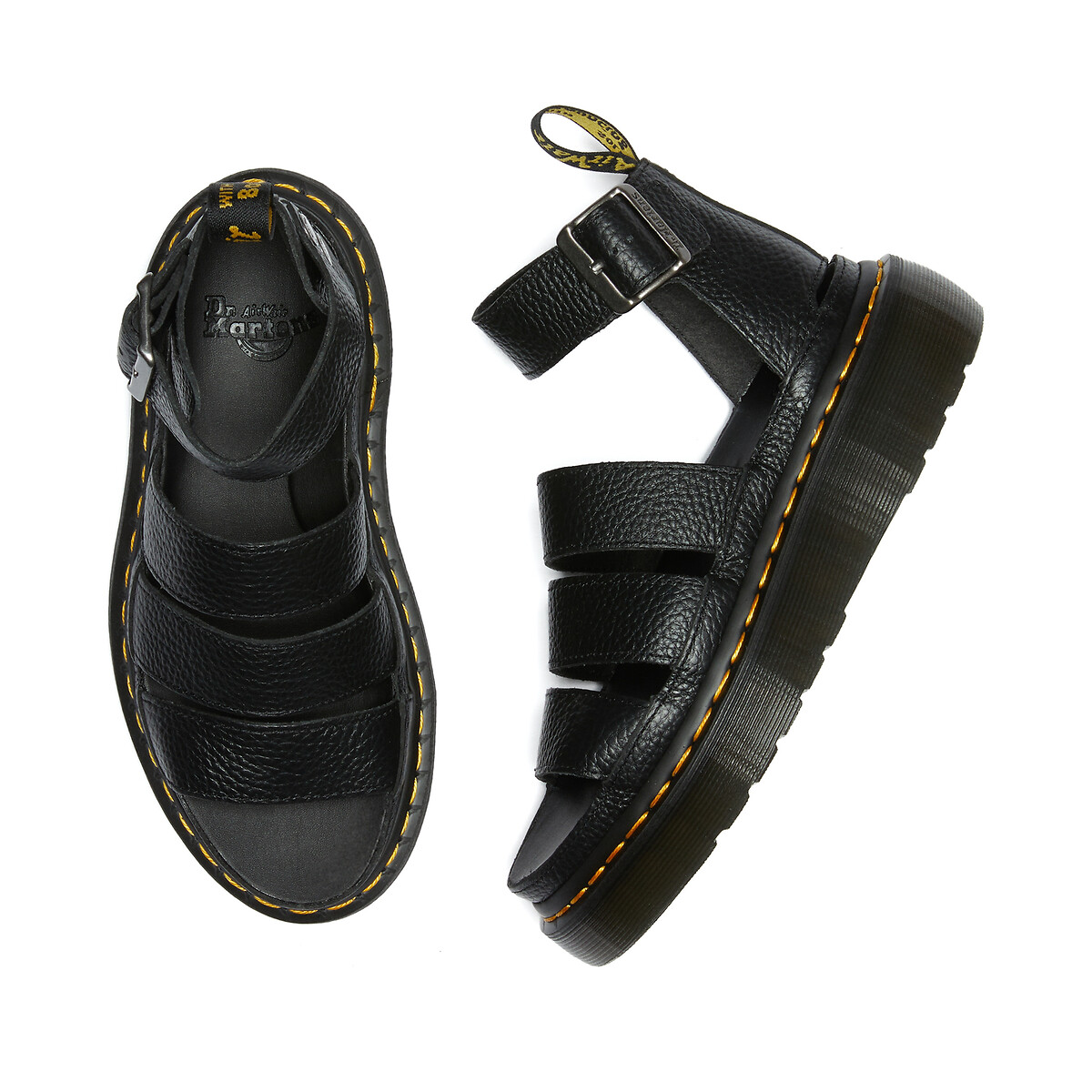 Sandales Clarissa II Quad en cuir, plateforme noir, DR. MARTENS