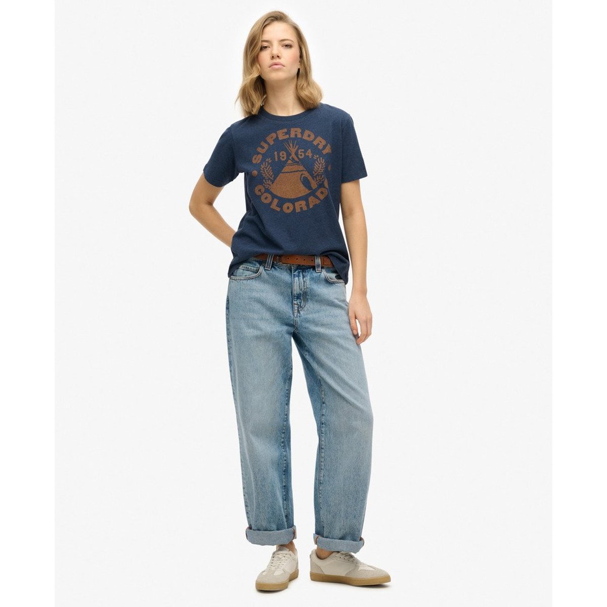T-shirt monochrome décontracté Lo-Fi Outdoor bleu marine chiné intense, SUPERDRY