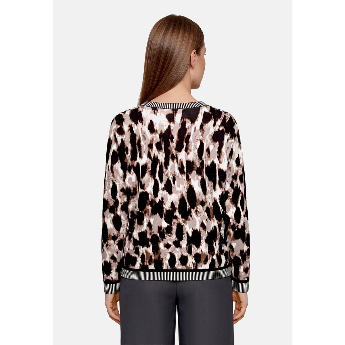 Pull-over en maille à manches longues beige/noir, BETTY BARCLAY